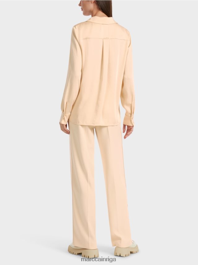 apģērbs tumšs krēms VRBHXD856 Marc Cain klasiska kreklblūze ar v-veida kakla izgriezumu