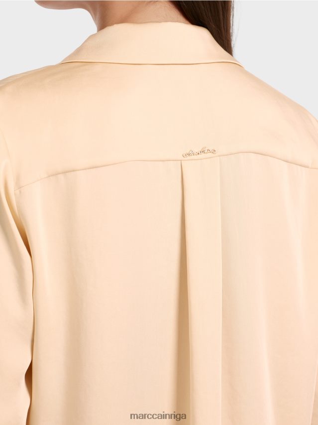 apģērbs tumšs krēms VRBHXD856 Marc Cain klasiska kreklblūze ar v-veida kakla izgriezumu