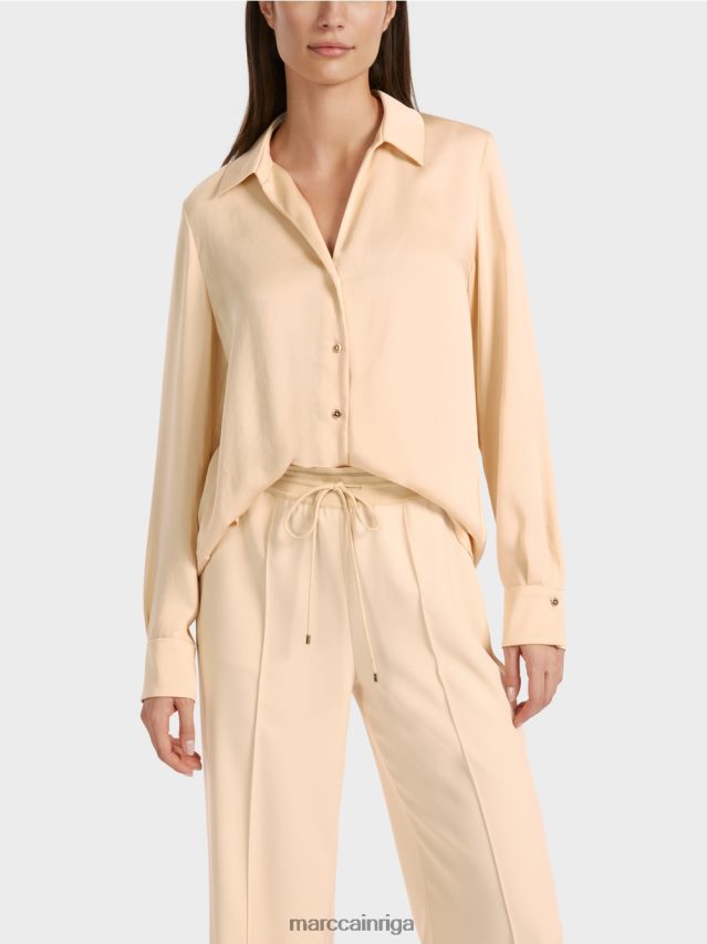 apģērbs tumšs krēms VRBHXD856 Marc Cain klasiska kreklblūze ar v-veida kakla izgriezumu