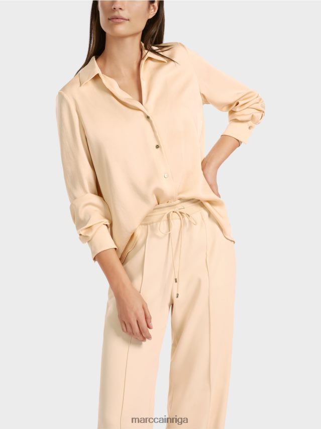 apģērbs tumšs krēms VRBHXD856 Marc Cain klasiska kreklblūze ar v-veida kakla izgriezumu