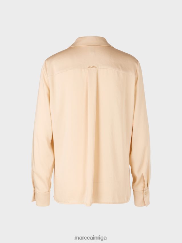 apģērbs tumšs krēms VRBHXD856 Marc Cain klasiska kreklblūze ar v-veida kakla izgriezumu