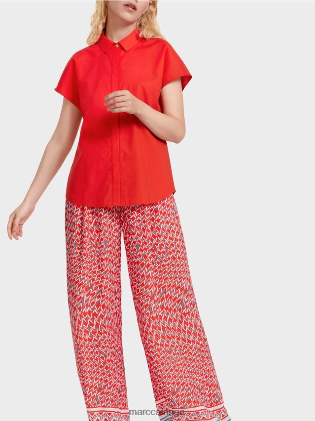 apģērbs uguns sarkans VRBHXD928 Marc Cain \"pārdomāt kopā\" ​​blūze ar apkakli