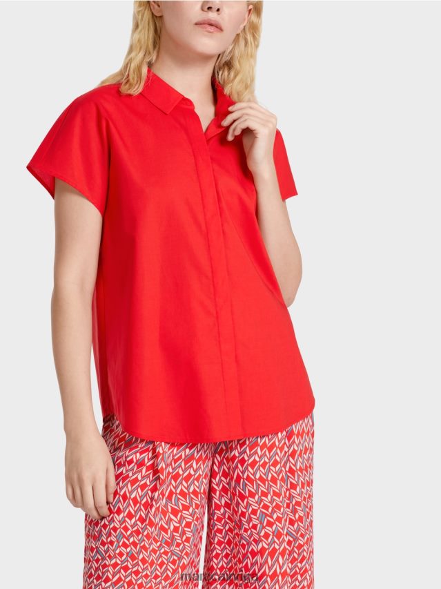 apģērbs uguns sarkans VRBHXD928 Marc Cain \"pārdomāt kopā\" ​​blūze ar apkakli