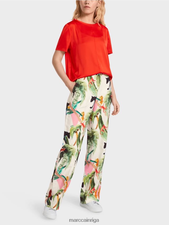 apģērbs uguns sarkans VRBHXD929 Marc Cain blūzes stila tops ar centrālo šuvi