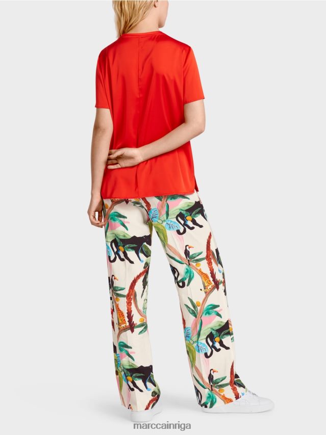 apģērbs uguns sarkans VRBHXD929 Marc Cain blūzes stila tops ar centrālo šuvi