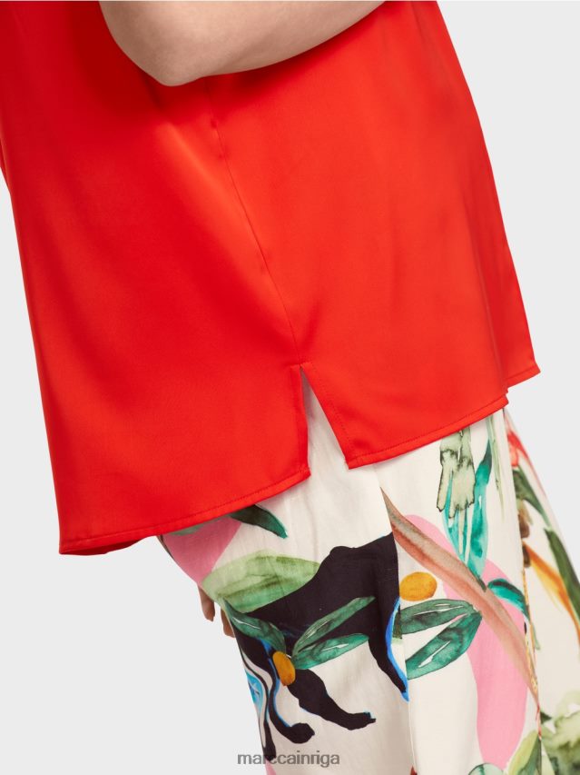 apģērbs uguns sarkans VRBHXD929 Marc Cain blūzes stila tops ar centrālo šuvi