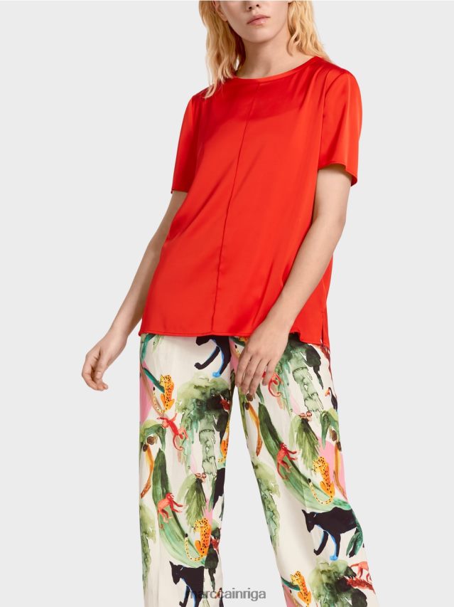 apģērbs uguns sarkans VRBHXD929 Marc Cain blūzes stila tops ar centrālo šuvi