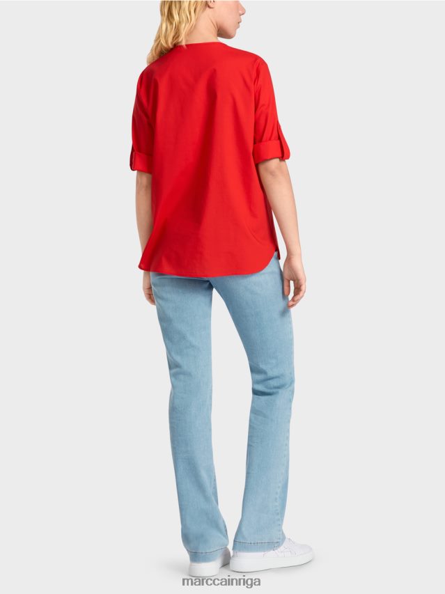 apģērbs uguns sarkans VRBHXD930 Marc Cain \"pārdomājiet kopā\" ​​blūze ar cilnēm