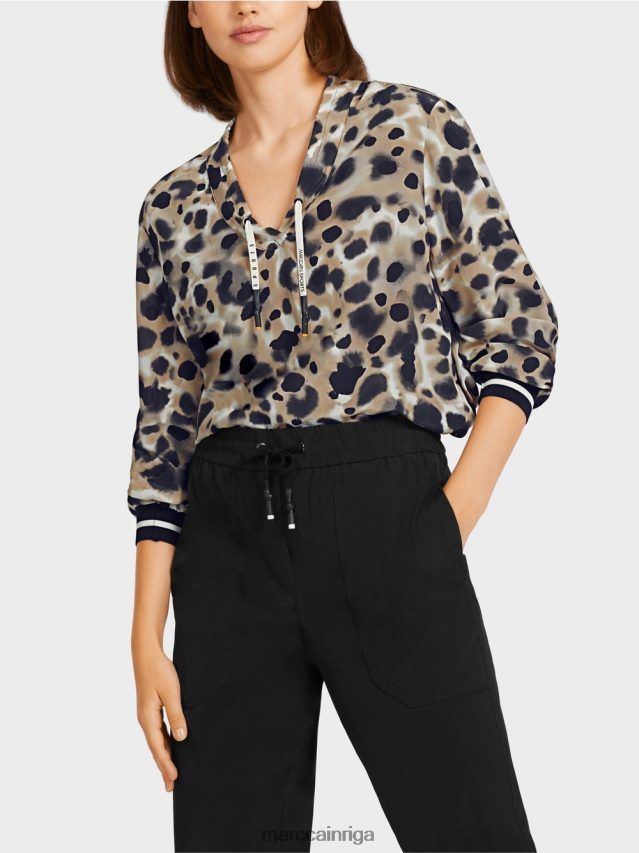 apģērbs viegla kafija VRBHXD984 Marc Cain \"pārdomāt kopā\" ​​blūzes stila tops