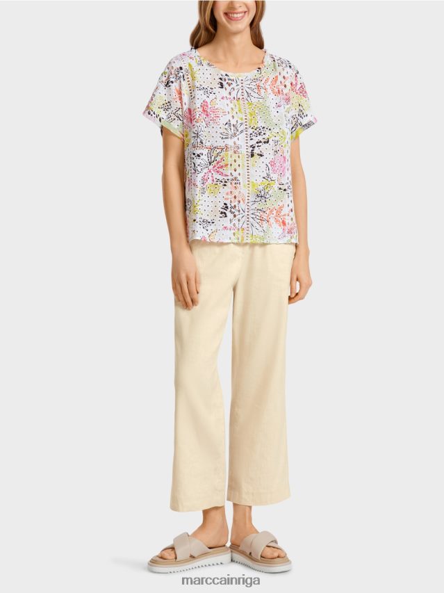 apģērbs viegla limeade VRBHXD932 Marc Cain krāsaina blūze ar broderie anglaise