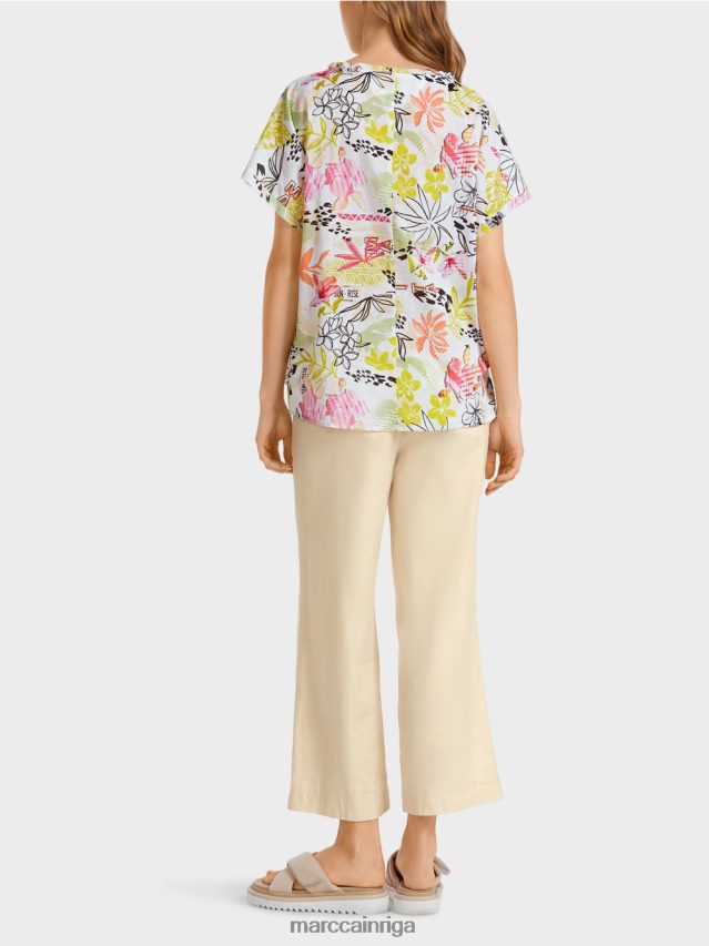 apģērbs viegla limeade VRBHXD932 Marc Cain krāsaina blūze ar broderie anglaise