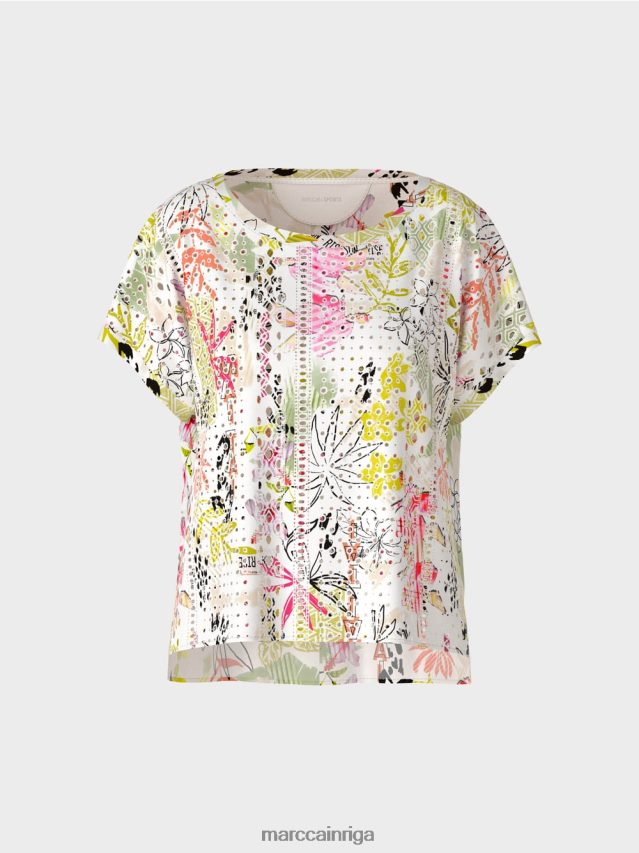 apģērbs viegla limeade VRBHXD932 Marc Cain krāsaina blūze ar broderie anglaise