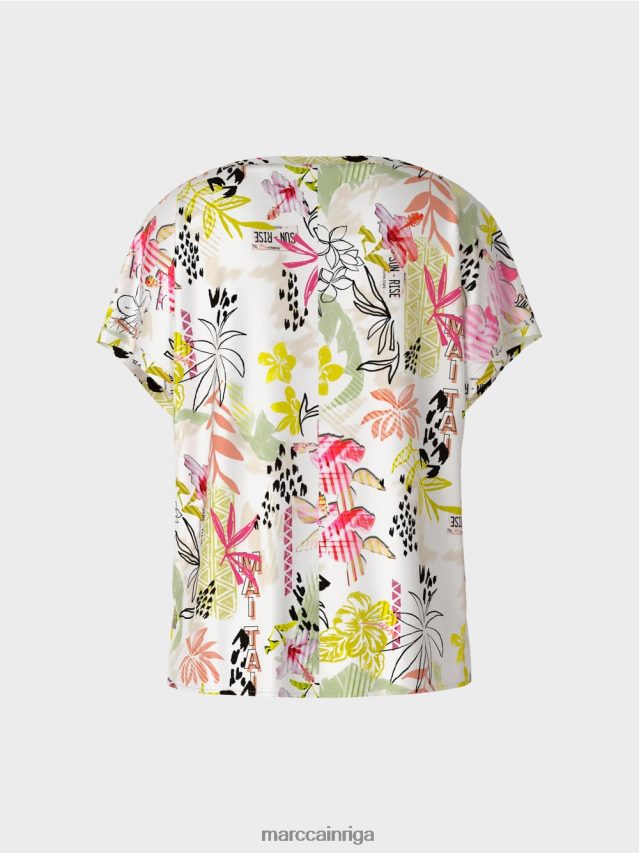 apģērbs viegla limeade VRBHXD932 Marc Cain krāsaina blūze ar broderie anglaise