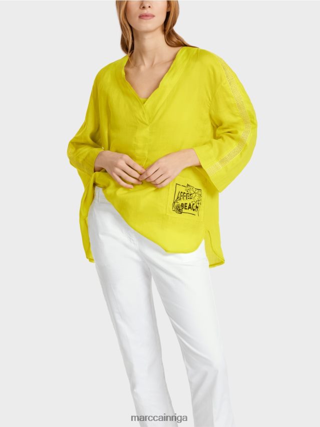 apģērbs viegla limeade VRBHXD934 Marc Cain blūze ar \"apres beach\" aplikāciju