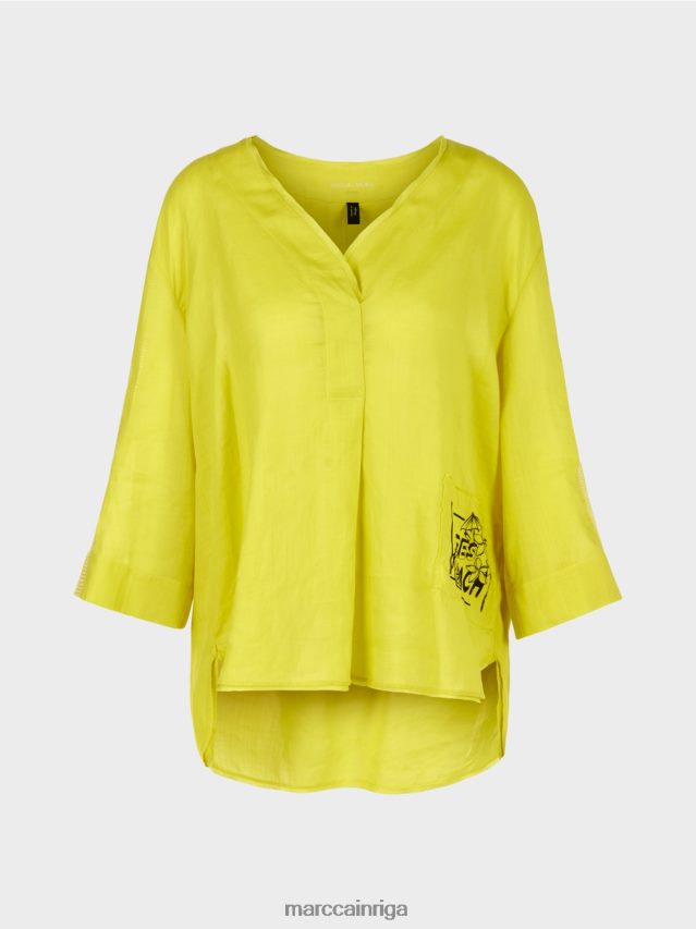 apģērbs viegla limeade VRBHXD934 Marc Cain blūze ar \"apres beach\" aplikāciju