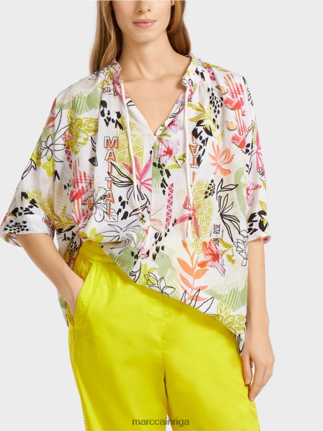 apģērbs viegla limeade VRBHXD937 Marc Cain apdrukāta blūze ar ziedu rakstu