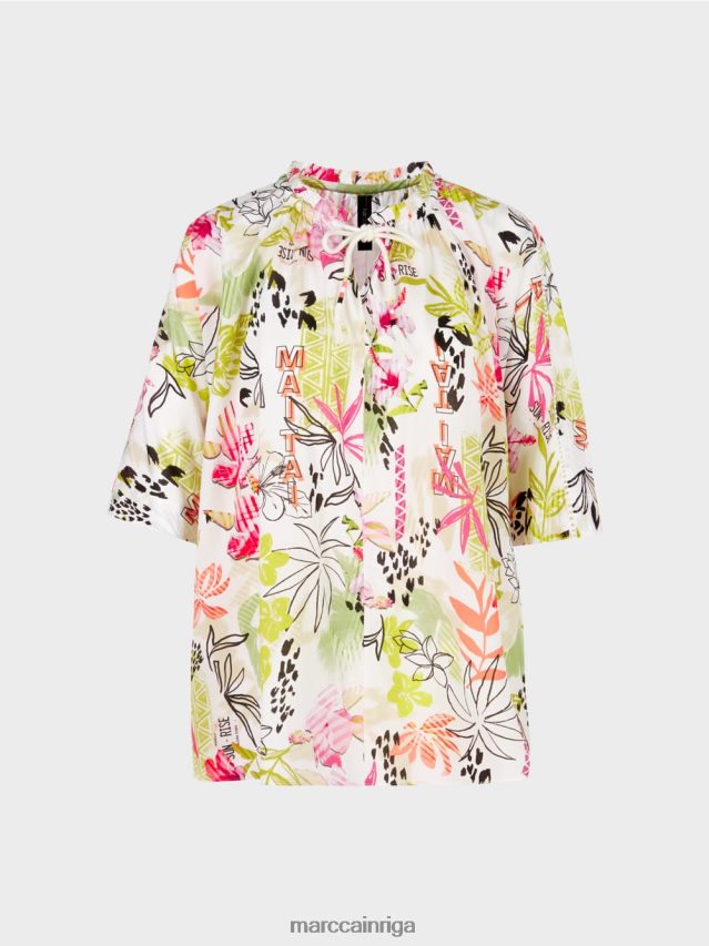 apģērbs viegla limeade VRBHXD937 Marc Cain apdrukāta blūze ar ziedu rakstu