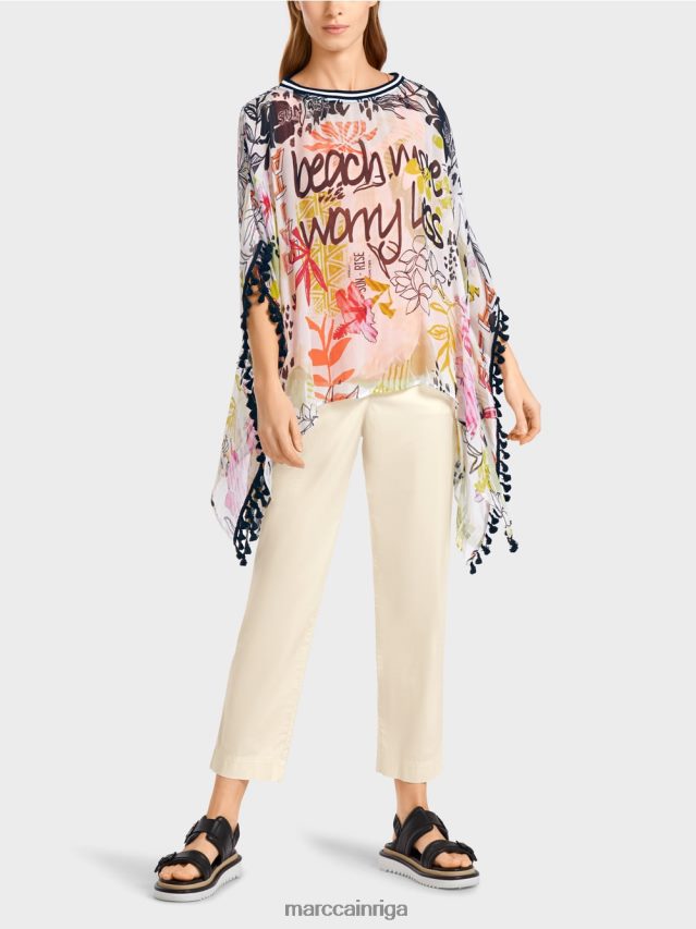 apģērbs viegla limeade VRBHXD941 Marc Cain blūze ar pomponiem