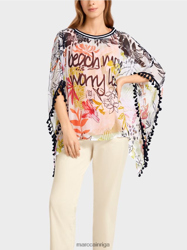 apģērbs viegla limeade VRBHXD941 Marc Cain blūze ar pomponiem