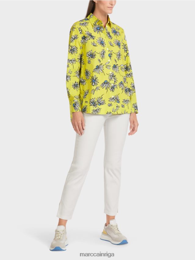 apģērbs zaļais sērs VRBHXD991 Marc Cain \"pārdomājiet kopā\" ​​ziedu blūze