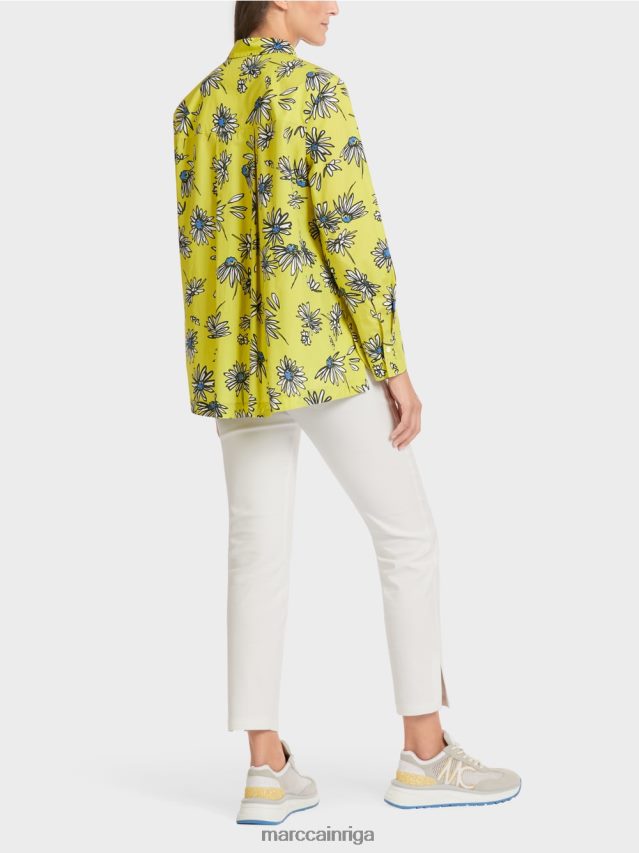 apģērbs zaļais sērs VRBHXD991 Marc Cain \"pārdomājiet kopā\" ​​ziedu blūze