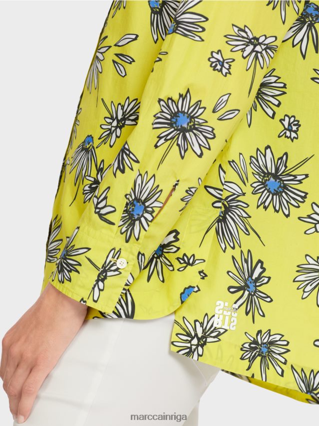 apģērbs zaļais sērs VRBHXD991 Marc Cain \"pārdomājiet kopā\" ​​ziedu blūze