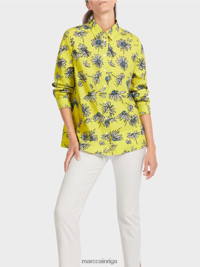 apģērbs zaļais sērs VRBHXD991 Marc Cain \"pārdomājiet kopā\" ​​ziedu blūze