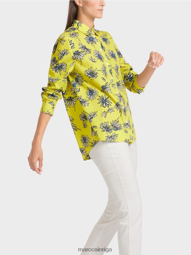 apģērbs zaļais sērs VRBHXD991 Marc Cain \"pārdomājiet kopā\" ​​ziedu blūze