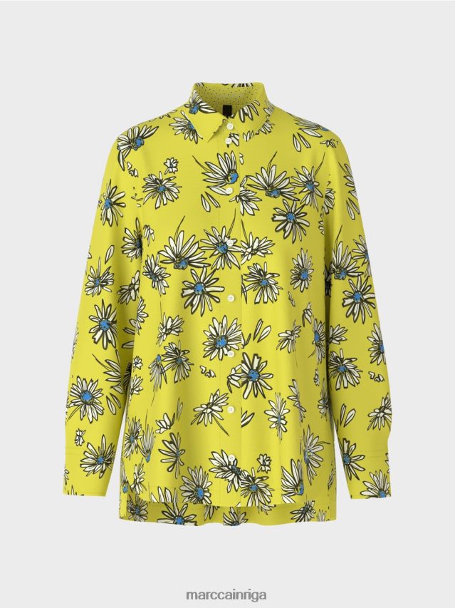 apģērbs zaļais sērs VRBHXD991 Marc Cain \"pārdomājiet kopā\" ​​ziedu blūze