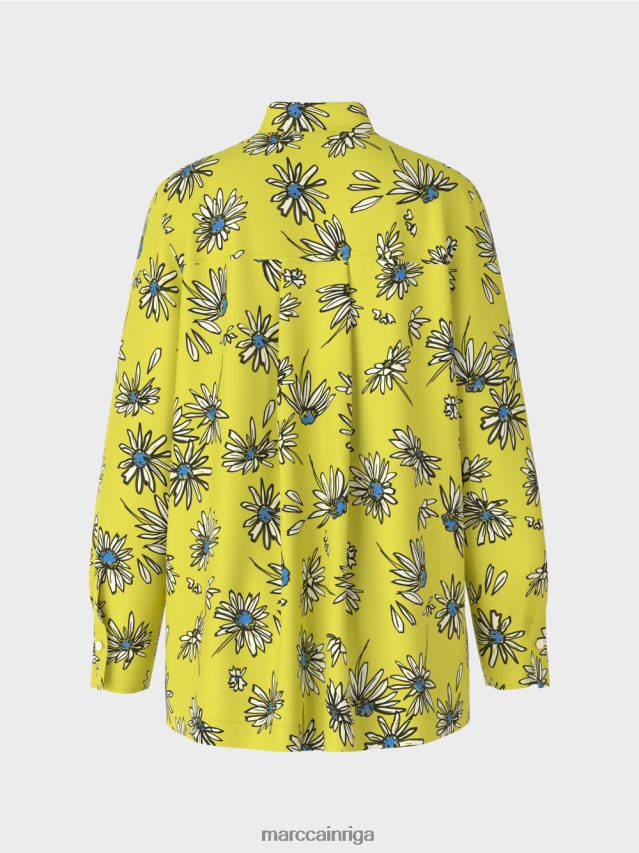 apģērbs zaļais sērs VRBHXD991 Marc Cain \"pārdomājiet kopā\" ​​ziedu blūze