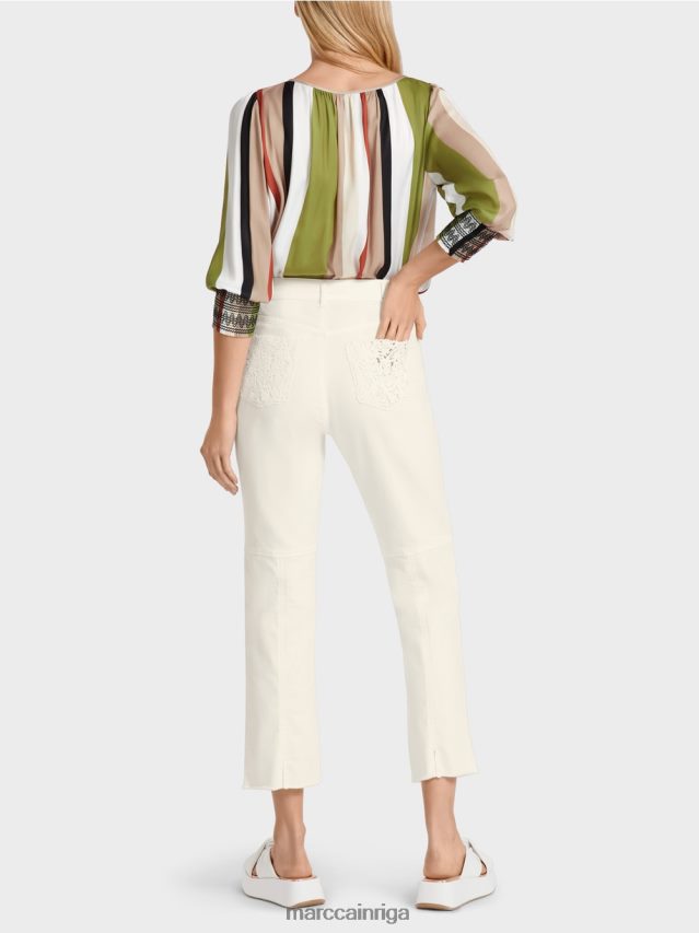 apģērbs gandrīz balts VRBHXD794 Marc Cain \"pārdomājiet kopā\" ​​piecu kabatu džinsus