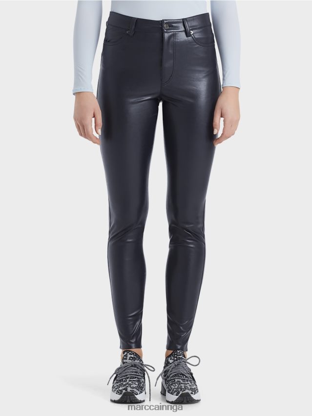 apģērbs pusnakts zils VRBHXD832 Marc Cain drenāžas bikses no mākslīgās ādas