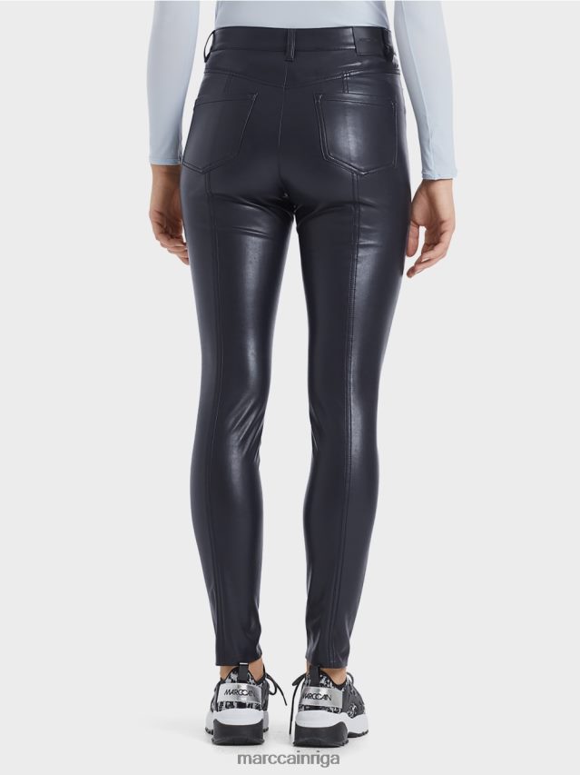 apģērbs pusnakts zils VRBHXD832 Marc Cain drenāžas bikses no mākslīgās ādas