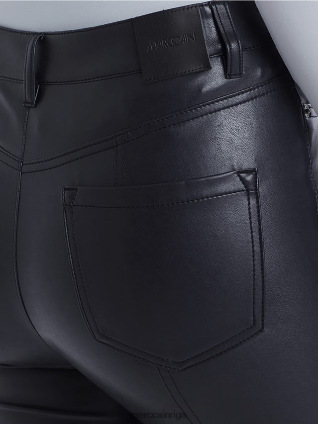 apģērbs pusnakts zils VRBHXD832 Marc Cain drenāžas bikses no mākslīgās ādas