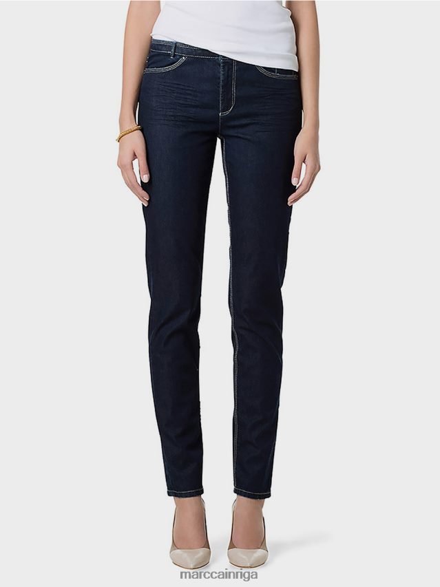 apģērbs tumši zils džinss VRBHXD834 Marc Cain džinsi ar košas krāsas šuvēm