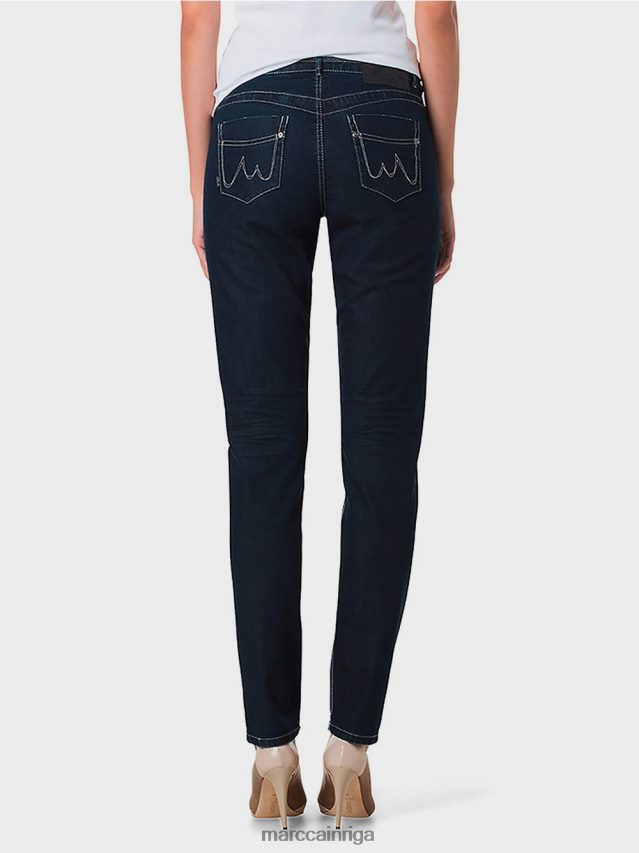 apģērbs tumši zils džinss VRBHXD834 Marc Cain džinsi ar košas krāsas šuvēm