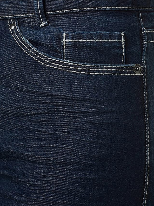 apģērbs tumši zils džinss VRBHXD834 Marc Cain džinsi ar košas krāsas šuvēm