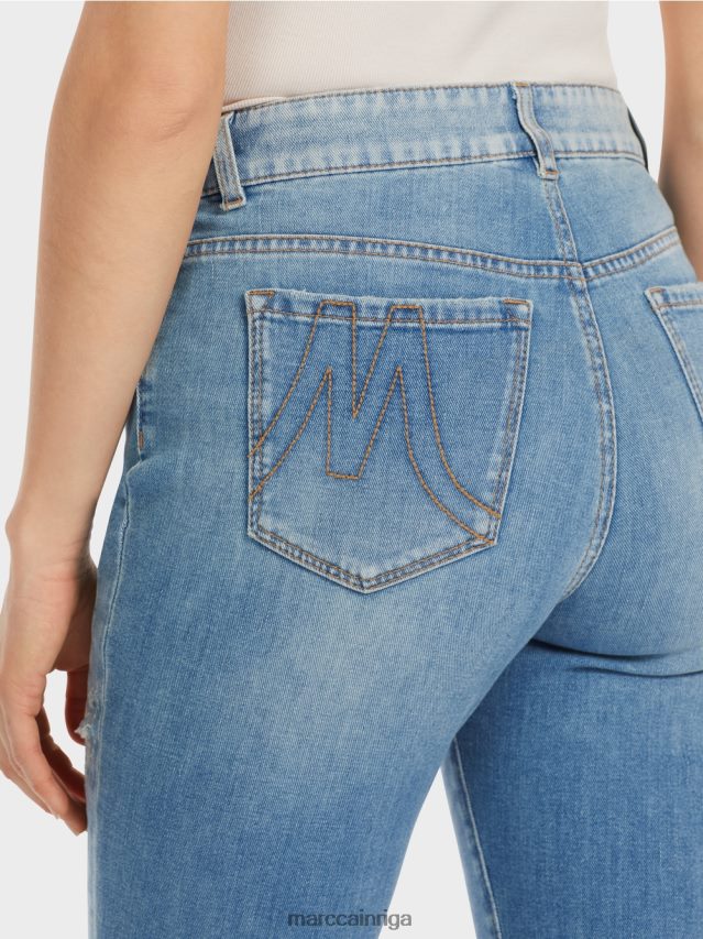 apģērbs vintage zils VRBHXD750 Marc Cain piecu kabatu silea džinsi ar lietotiem efektiem