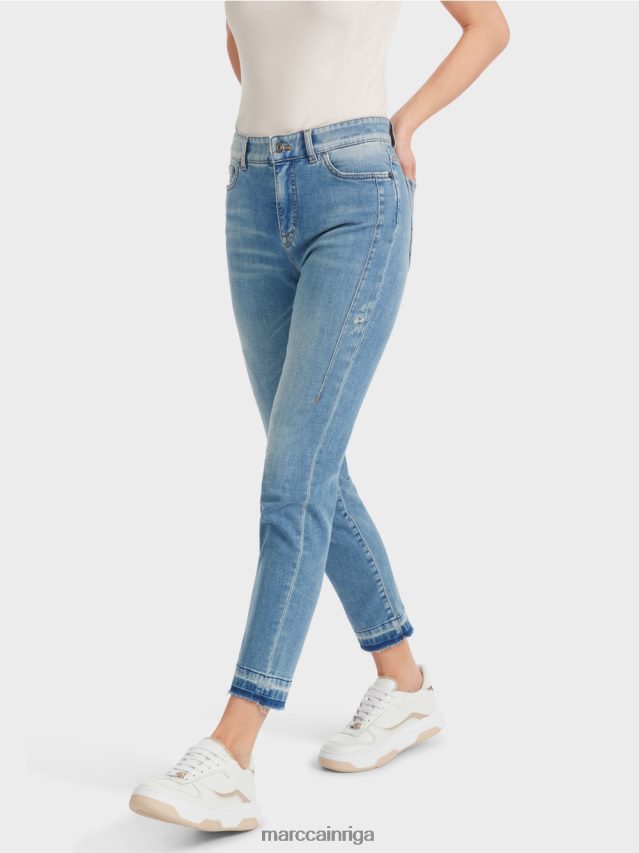 apģērbs vintage zils VRBHXD750 Marc Cain piecu kabatu silea džinsi ar lietotiem efektiem