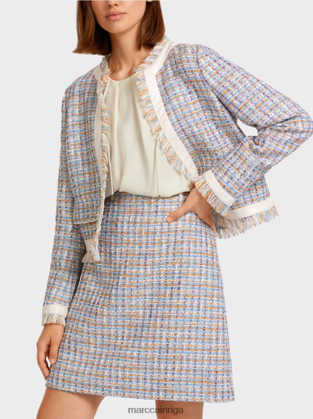 apģērbs atmosfēras zils VRBHXD442 Marc Cain īsa jaka no kokvilnas pušķa