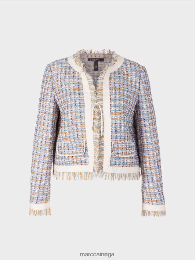 apģērbs atmosfēras zils VRBHXD442 Marc Cain īsa jaka no kokvilnas pušķa