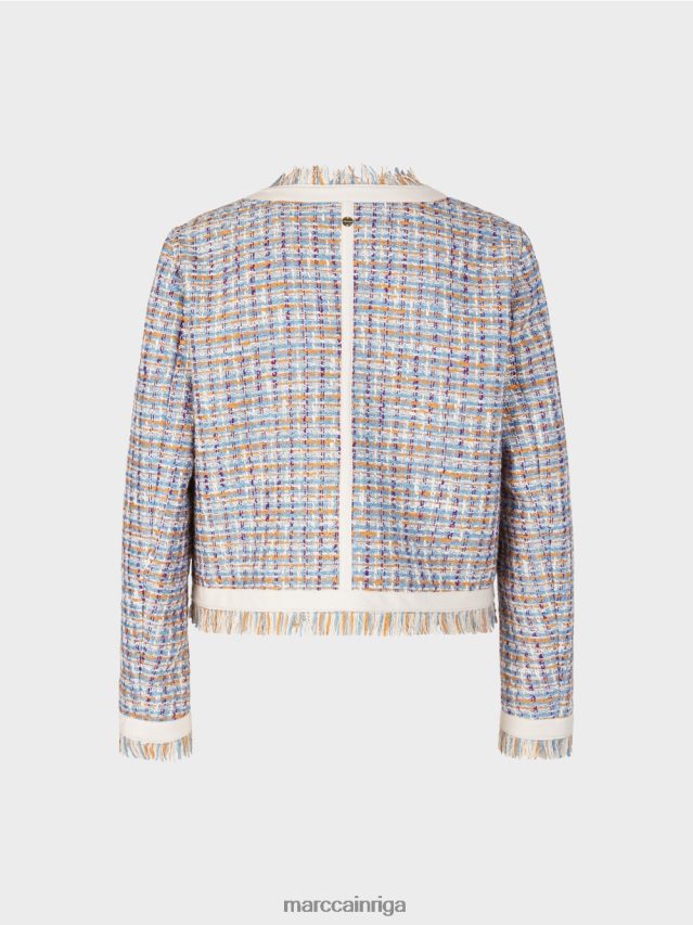 apģērbs atmosfēras zils VRBHXD442 Marc Cain īsa jaka no kokvilnas pušķa