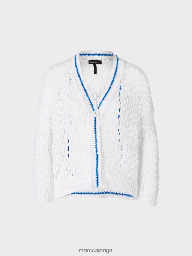 apģērbs balts VRBHXD362 Marc Cain Vācijā adīta perforēta jaka