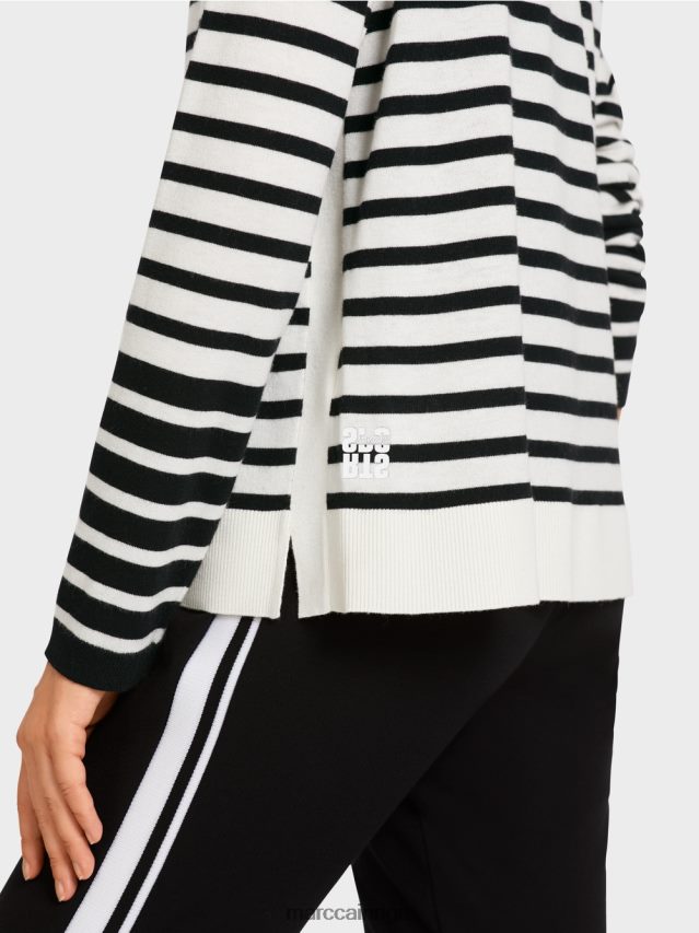 apģērbs balts un melns VRBHXD418 Marc Cain svītrains jaciņš