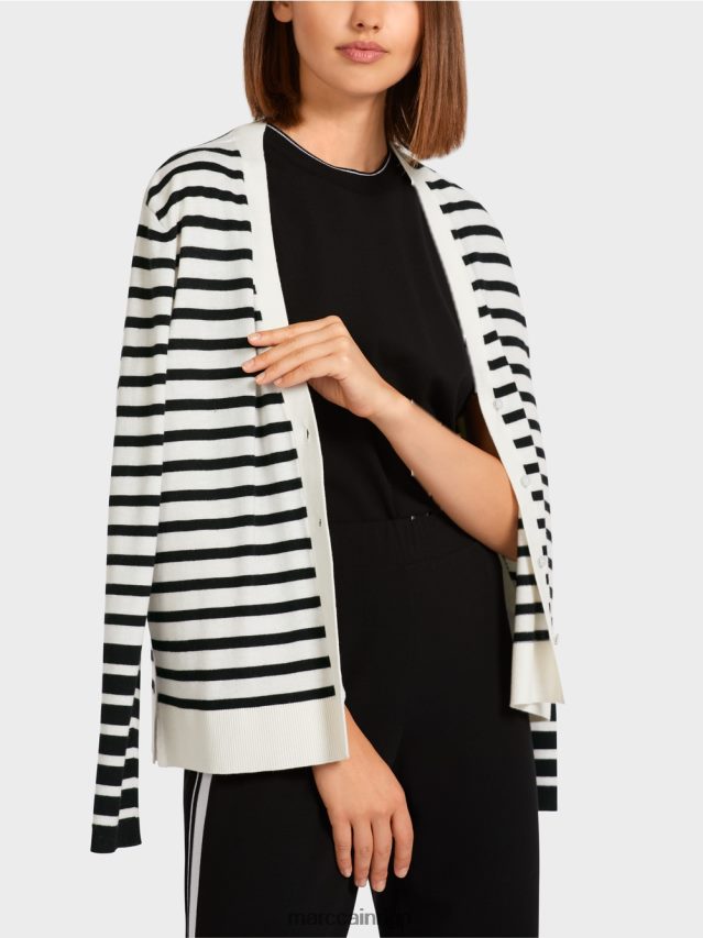 apģērbs balts un melns VRBHXD418 Marc Cain svītrains jaciņš