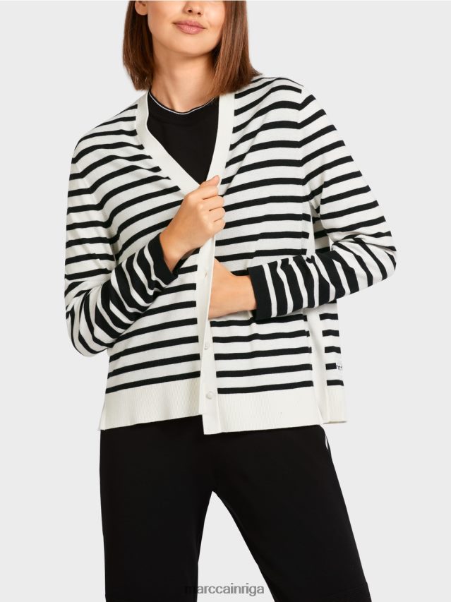 apģērbs balts un melns VRBHXD418 Marc Cain svītrains jaciņš