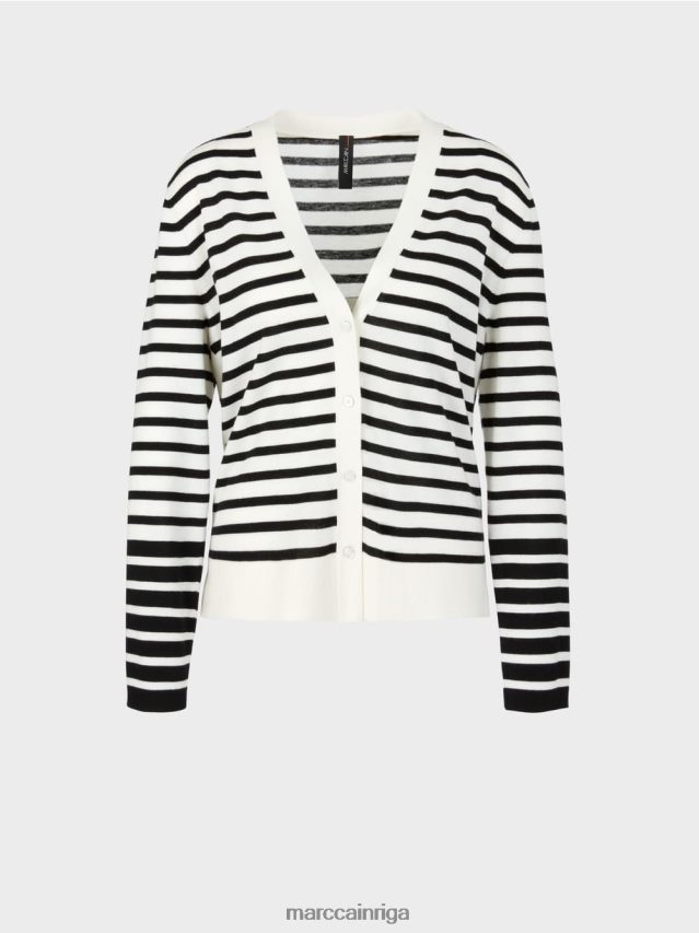 apģērbs balts un melns VRBHXD418 Marc Cain svītrains jaciņš