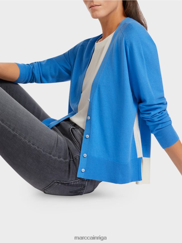 apģērbs debeszils VRBHXD429 Marc Cain jaciņa ar raglāna piedurknēm