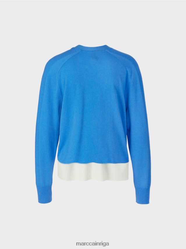 apģērbs debeszils VRBHXD429 Marc Cain jaciņa ar raglāna piedurknēm