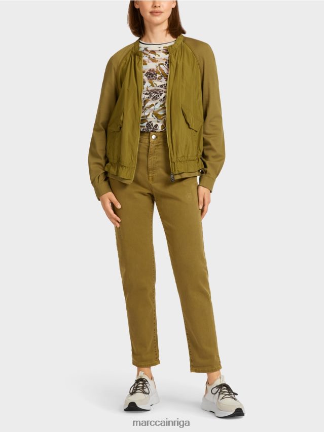 apģērbs dzeltena olīva VRBHXD413 Marc Cain mīksta blūze no smalka rievota auduma